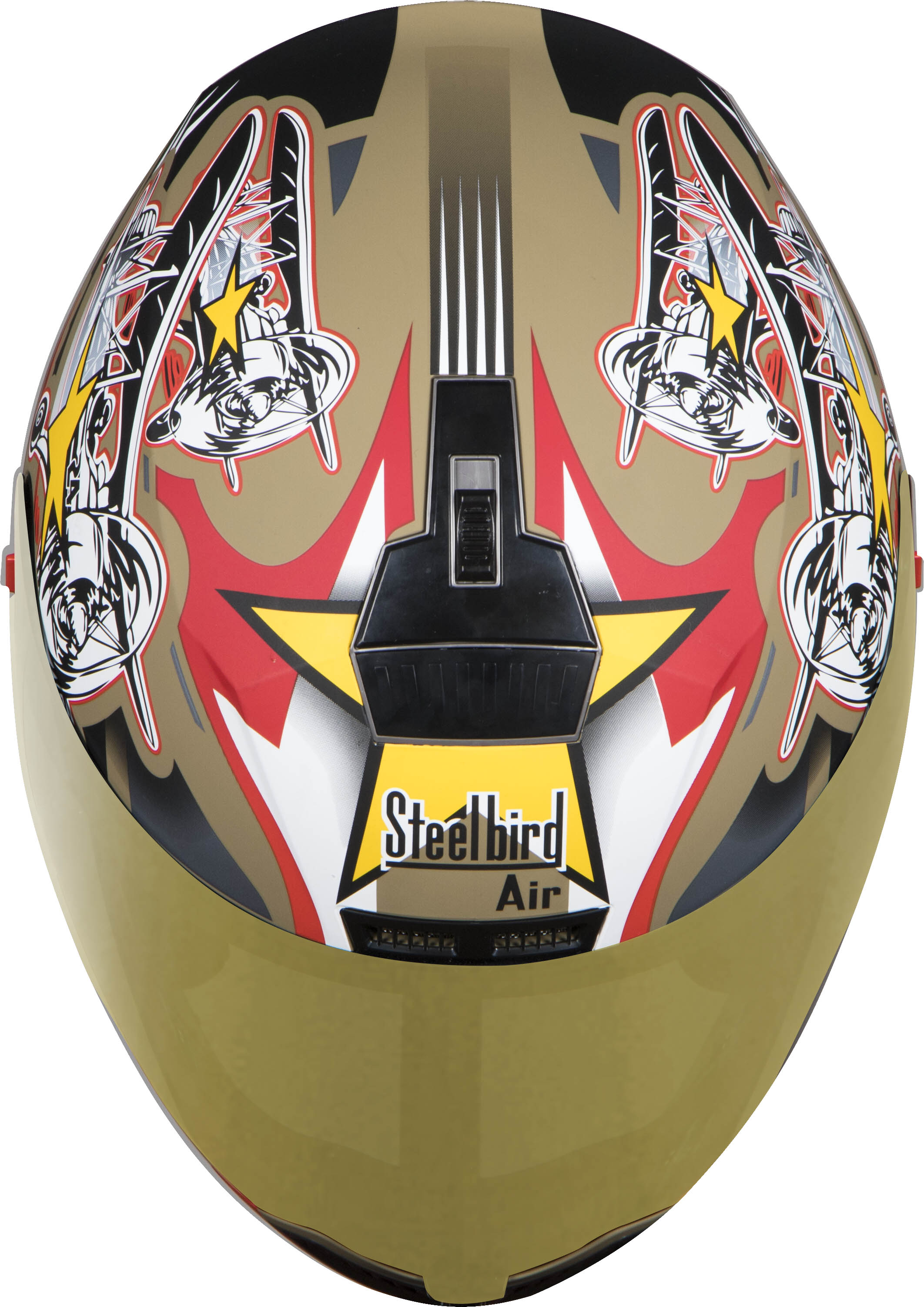 SBA-1 Hovering Mat Desert Storm With Red ( Fitted With Clear Visor  Extra Gold Chrome Visor Free)